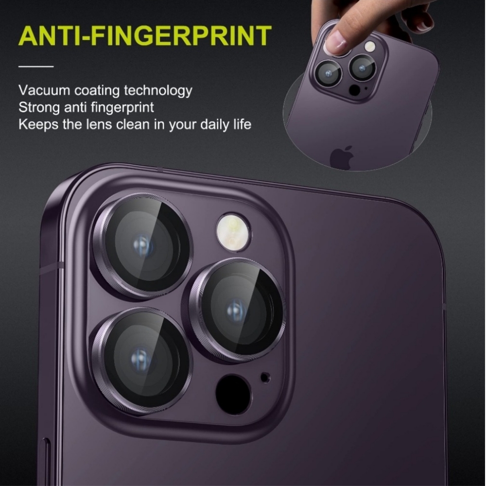 Camera lens tempered glass protector iPhone 14 Pro, 14 Pro Max Deep Purple - Picture 5 of 7